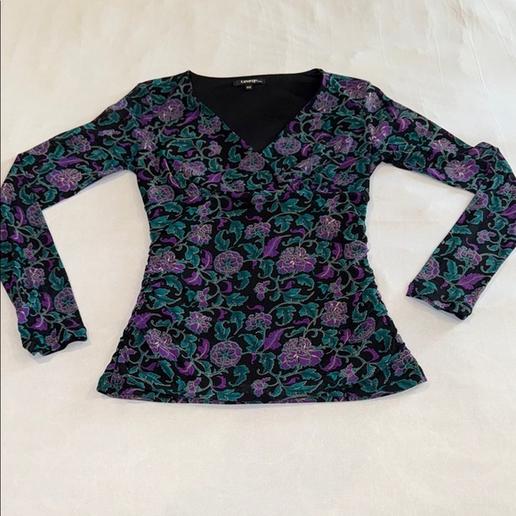 George Blouse Purple Black Real Elegant Top Women’s Size M - Picture 5 of 12